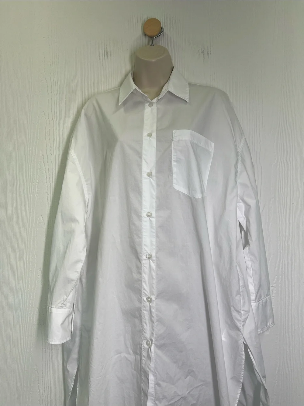 Zara - White Button Down Long Sleeve Collared Blouse Oversized Size M - L